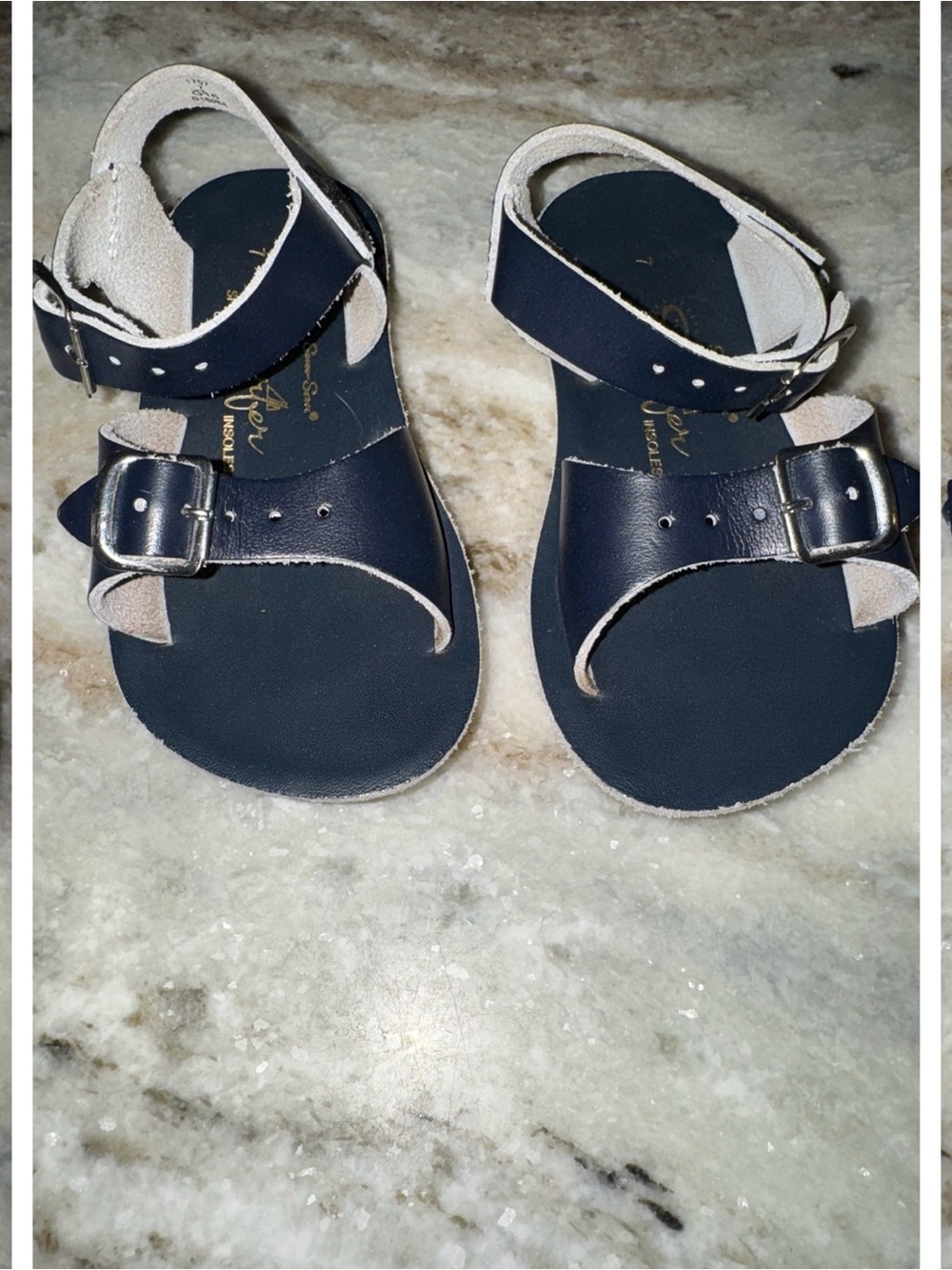 Children's Navy Buckle Strap Sandals with Ankle Closure